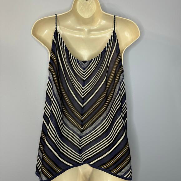 Escada Silk Knit Chevron Striped Top Tie Front Sleveeless Minimalist Womens 44 L - Picture 8 of 11